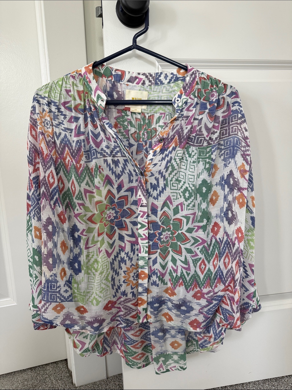 Maeve Multicolor Floral & Geometric Printed Blouse